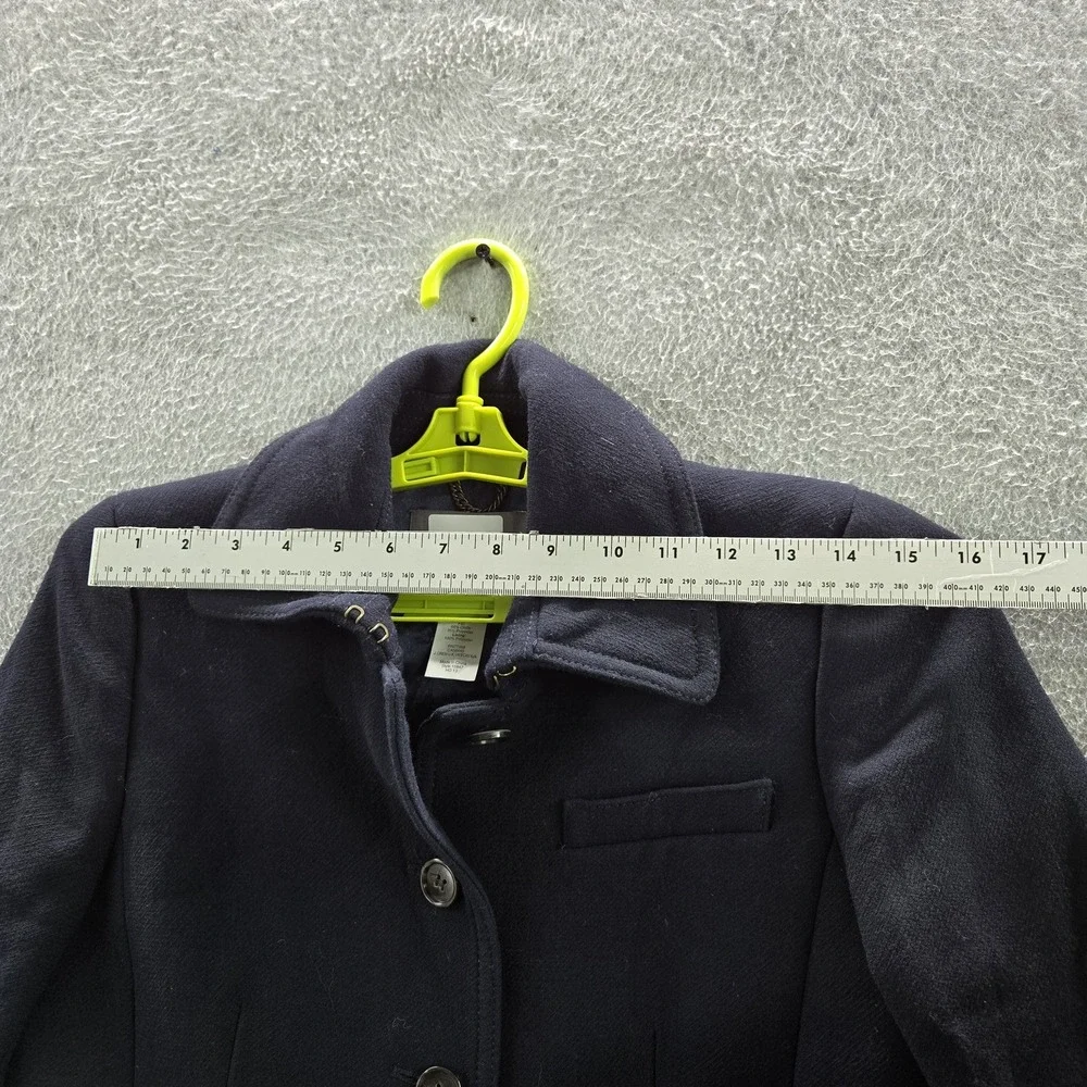 J Crew Women Jacket 8P Navy Wool Blend Double Cloth Style Peacoat‎ - Picture 6 of 10